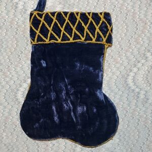Velvet Christmas Stocking with Golden Trim